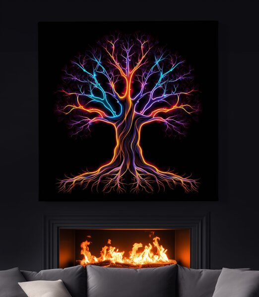 Obraz na plátně - Strom života oheň voda FeelHappy.cz Velikost obrazu: 40 x 40 cm