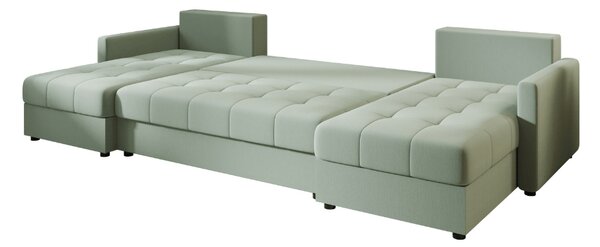 Rozkládací sedací souprava do U VENORIA 285x146 cm, světle zelená + 2 polštářky ZDARMA