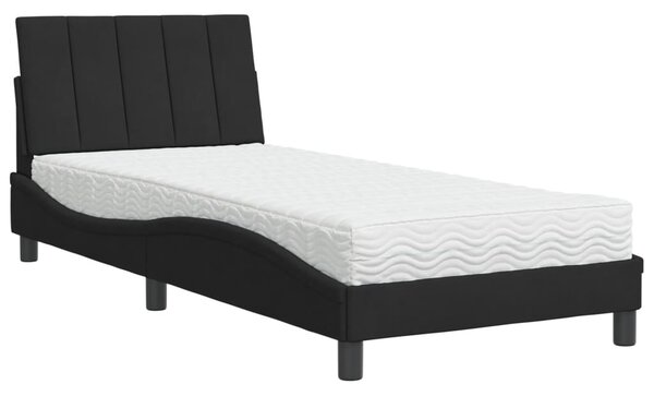Postel s matrací Hanko černá 90 x 200 cm samet 3208576