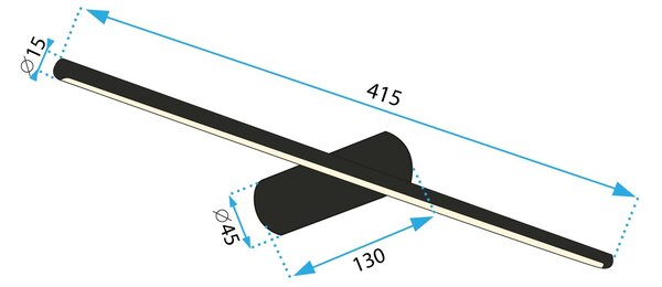 Toolight Toolight, LED nástěnné svítidlo 40cm 6W 4000K APP1341-W, černá, OSW-02431