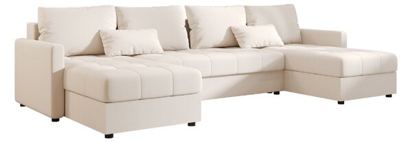 Rozkládací sedací souprava do U VENORIA 285x146 cm, krémová + 2 polštářky ZDARMA