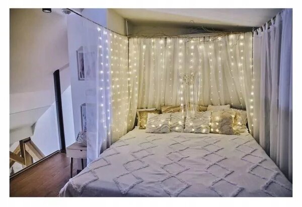 LED SVĚTELNÝ ZÁVĚS / KURTINA 240 LED 1,7x2m TEPLÁ BÍLÁ IP44 8 PROGRAMŮ