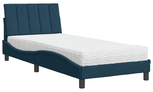 Postel s matrací Hanko modrá 90 x 200 cm samet 3208578