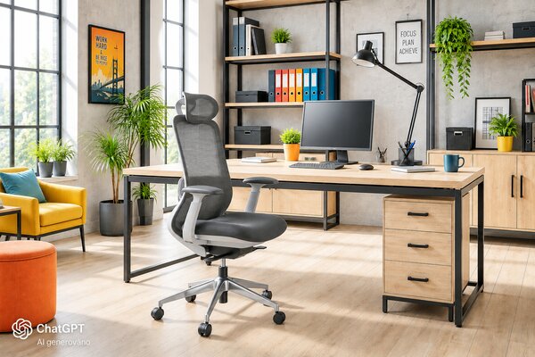 Ergonomická kancelářská židle MERCURY BESSEL ŠEDÝ PLAST, TMAVĚ ŠEDÁ – pohodlné sezení