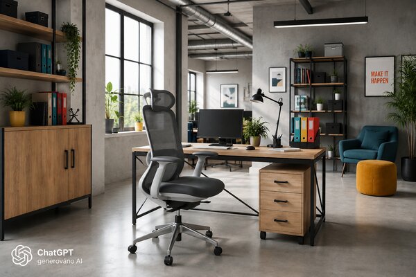 Ergonomická kancelářská židle MERCURY BESSEL ŠEDÝ PLAST, TMAVĚ ŠEDÁ – pohodlné sezení