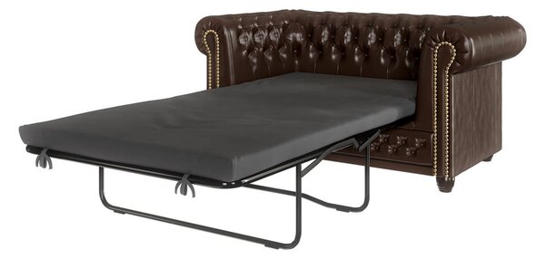 Tmavě hnědá rozkládací pohovka z imitace kůže 148 cm York – Ropez