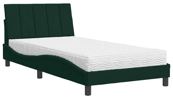 Postel s matrací Hanko tmavě zelená 100 x 200 cm samet 3208583