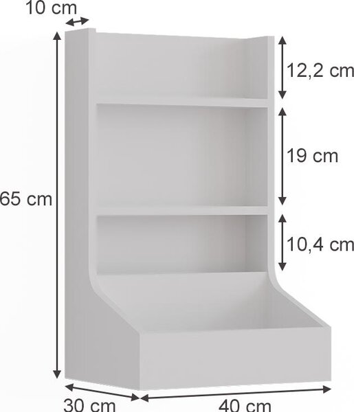 Příborník Vicco Sherry Bílá 40 x 65 cm se 3 úložnými přihrádkami, Model 56569
