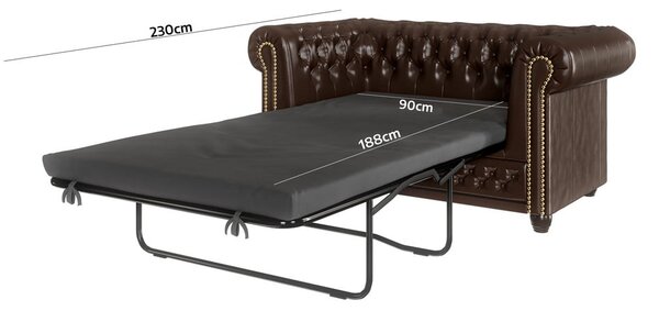 Tmavě hnědá rozkládací pohovka z imitace kůže 148 cm York – Ropez