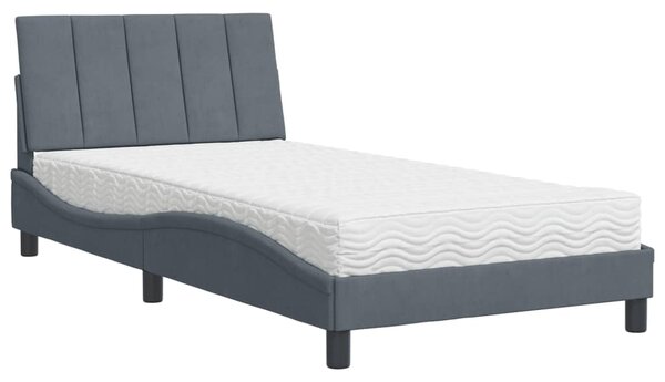 Postel s matrací Hanko tmavě šedá 100 x 200 cm samet 3208581