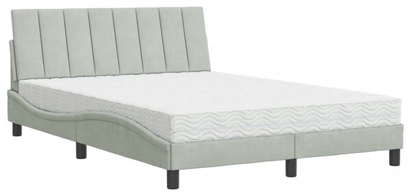 Postel s matrací Hanko světle šedá 120 x 200 cm samet 3208586