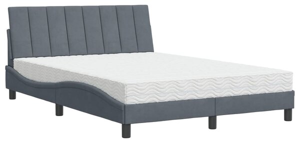Postel s matrací Hanko tmavě šedý 140 x 190 cm samet 3208593