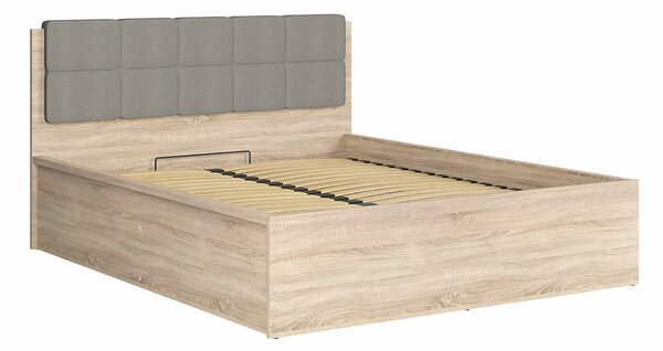Postel dvoulůžko s úložným prostorem a roštem TETRIS 160x200, dub sonoma - šedá