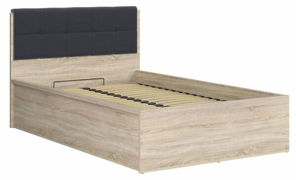Postel jednolůžko s úložným prostorem a roštem TETRIS 120x200, dub sonoma - černá