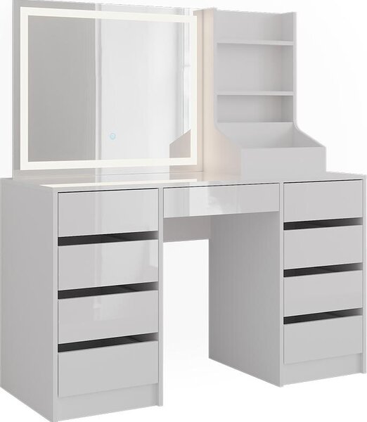 Toaletní stolek Vicco Sherry Bílá/bílý vysoký lesk 128.2 cm 3 díly, Model 57641