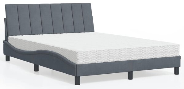 Postel s matrací Hanko tmavě šedý 140 x 190 cm samet 3208593