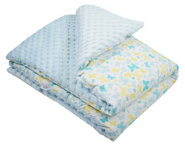 NEW BABY Dětská deka z Minky s výplní modrá Bavlna/Polyester, 80x102 cm