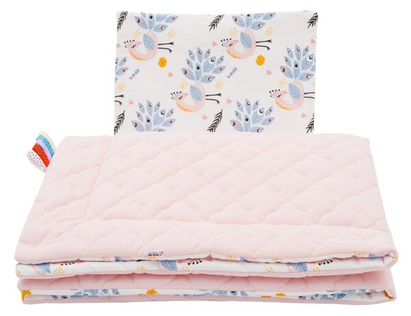 Oboustranný Set z Velvet do kočárku New Baby pávi růžový