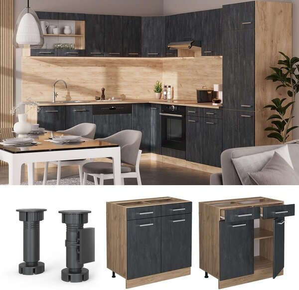 Spodní skříňka kuchyňské linky Vicco R-Line Černý beton 80 cm bez pracovní desky, Model 47523