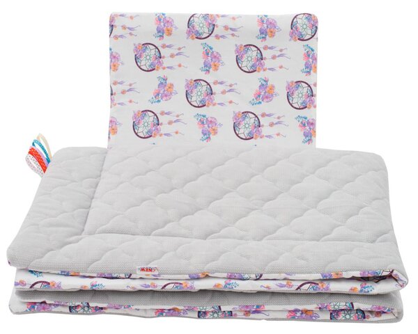 Oboustranný Set z Velvet do kočárku New Baby lapač snů šedý