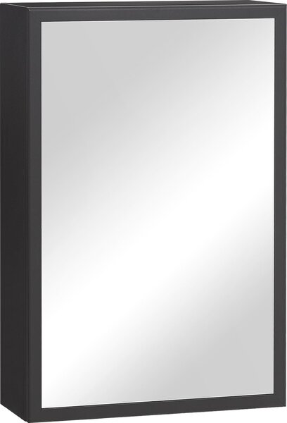 Fortuna Lai Zrcadlová skříňka Moderní závěsná skříňka se zrcadlem 3 vrstvy Černá 40x15x60 cm pro koupelny a úsporu místa