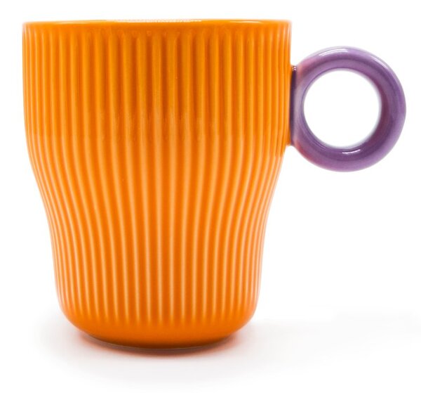 Porcelánový hrnek Easy Life Twist Orange & Purple, oranžovo-fialový, vlnková textura, 300 ml