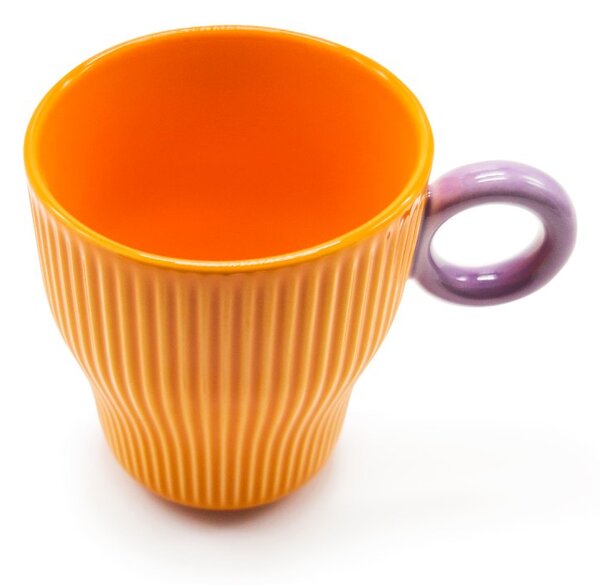 Porcelánový hrnek Easy Life Twist Orange & Purple, oranžovo-fialový, vlnková textura, 300 ml