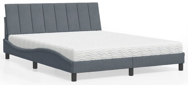 Postel s matrací Hanko tmavě šedá 160 x 200 cm samet 3208605