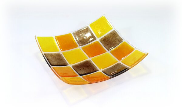 BDK-GLASS Skleněná mísa KARO 20x20cm - ambrová
