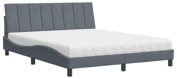 Postel s matrací Hanko tmavě šedá 160 x 200 cm samet 3208605