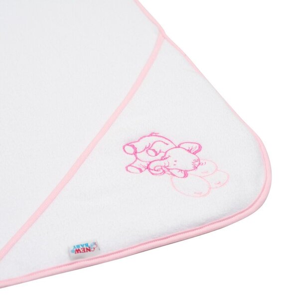 Dětská froté osuška s výšivkou a kapucí New Baby 80x80 bílá sloník