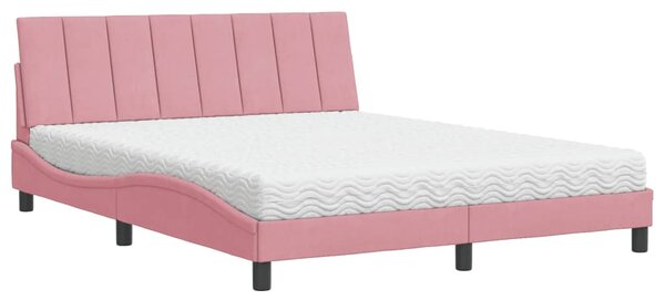 Postel s matrací Hanko růžová 160 x 200 cm samet 3208609