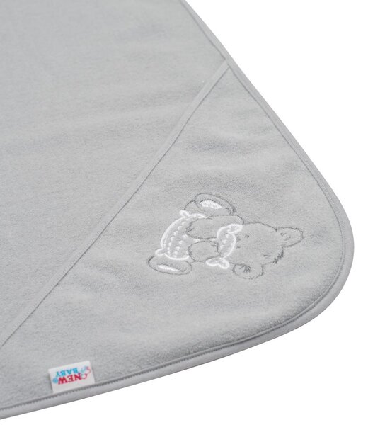 Dětská froté osuška s výšivkou a kapucí New Baby 100x100 šedá medvěd