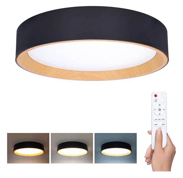 LED stropní světlo s dálkovým ovládáním Larios nastavitelné - průměr 39 cm, černá