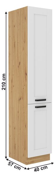 Kondela Potravinová skříň Lula 40 DK-210 2F - bílá / dub artisan