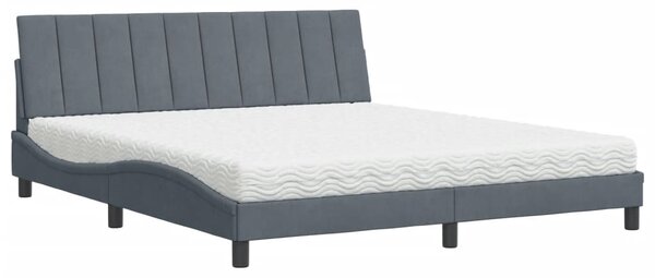 Postel s matrací Hanko tmavě šedá 180 x 200 cm samet 3208611