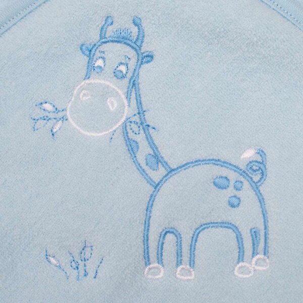 Dětská froté osuška s výšivkou a kapucí New Baby 80x80 modrá žirafka