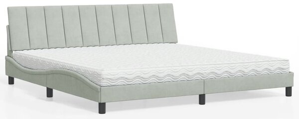 Postel s matrací Hanko světle šedá 200 x 200 cm samet 3208616