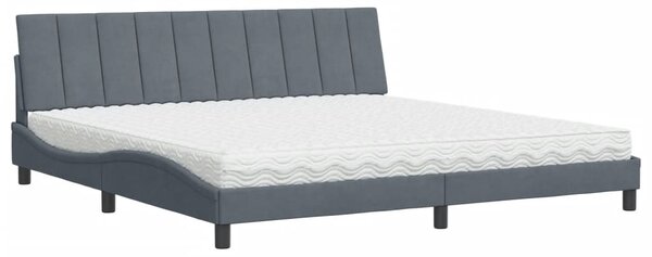 Postel s matrací Hanko tmavě šedá 200 x 200 cm samet 3208617