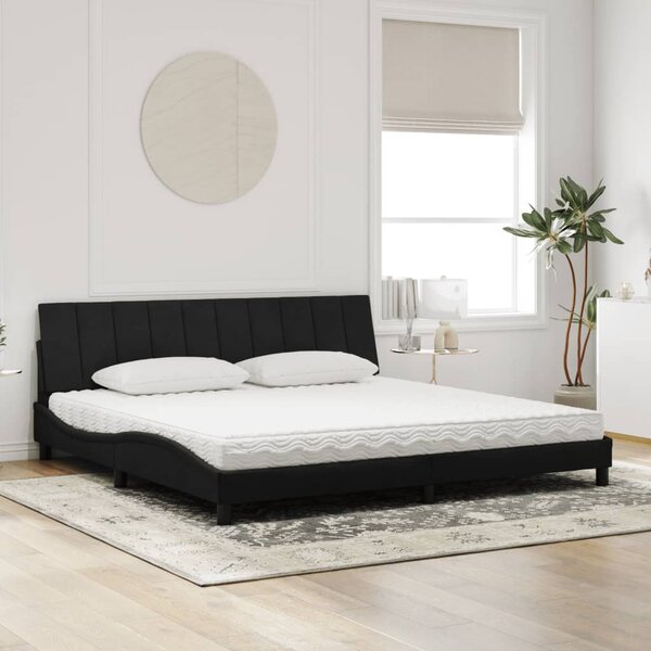 Postel s matrací Hanko černá 200 x 200 cm samet 3208618