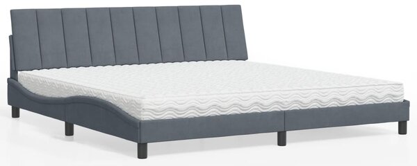 Postel s matrací Hanko tmavě šedá 200 x 200 cm samet 3208617