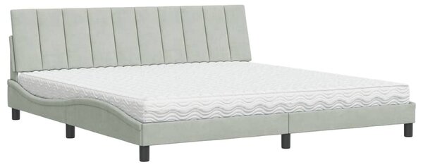 Postel s matrací Hanko světle šedá 200 x 200 cm samet 3208616