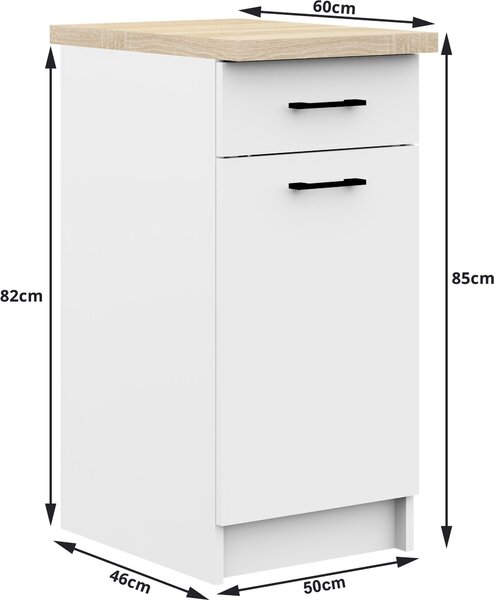 AKORD Furniture Factory KS0POLIBIAS5005, 1 dveře/dveří, 2 police/polic, Bílá, Dvířka s pantem, 16 mm, 1 zásuvka/zásuvek