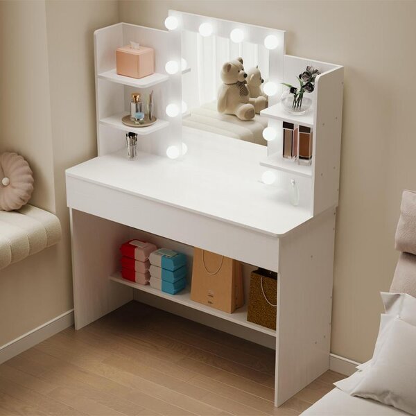 Kosmetický Stolek Na Make-Up S Led Zrcadlem Moderní 110 Cm