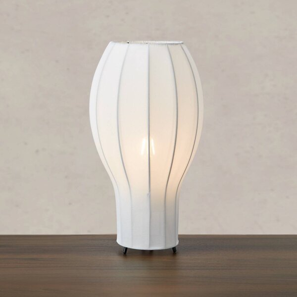 Markslöjd Stolní lampa Hikari, Ø 22 cm, bílá/černá, látka/kov, Bílá / opál, Obývací pokoj / jídelna, Textil / tkanina / hedvábí, Lampa trojnožka