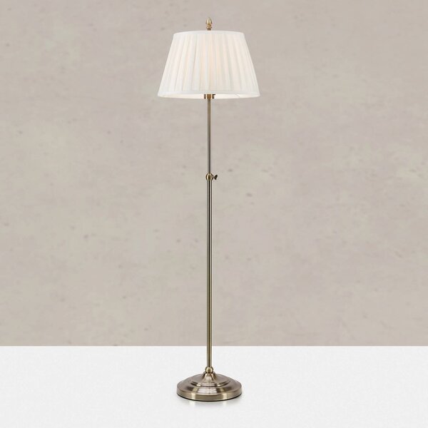 Markslöjd Stojací lampa Oxford, mosazná, výška 155 cm, kov/látka, Mosaz / zlato, Obývací pokoj / jídelna, Textil / tkanina / hedvábí