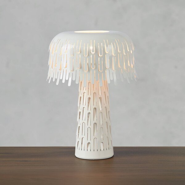Markslöjd Stolní lampa Verbera, bílá, výška 38 cm, kov, Bílá / opál, Obývací pokoj / jídelna, kov, Vintage