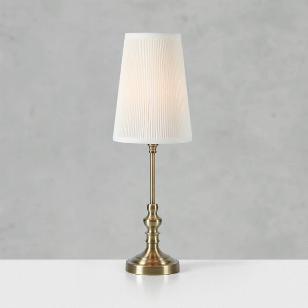 Markslöjd Stolní lampa Noble, mosazná/přírodní bílá, výška 56 cm, látka, Mosaz / zlato, Obývací pokoj / jídelna, Textil / tkanina / hedvábí