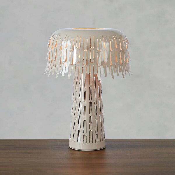 Markslöjd Stolní lampa Verbera, greige, výška 38 cm, kov, Hliník / šedá / zinek, Obývací pokoj / jídelna, kov, Vintage