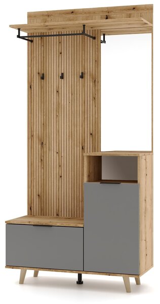 Vivaldi Předsíňová stěna Nordic 100 cm dub Evoke/grafit